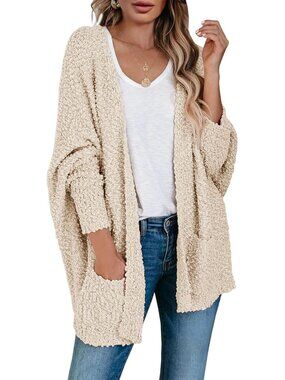 Womens Chunky Popcorn Cardigan Oversized Cozy Long Sweaters